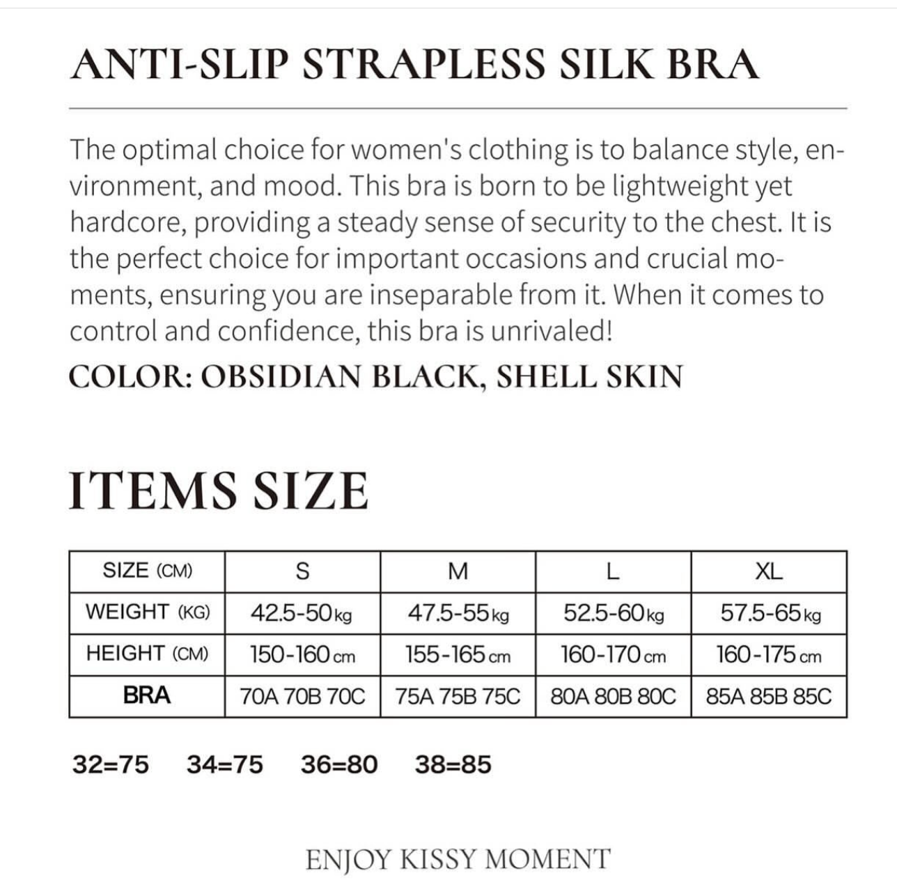 Ruwen Anti-Slip Strapless Silk Bra